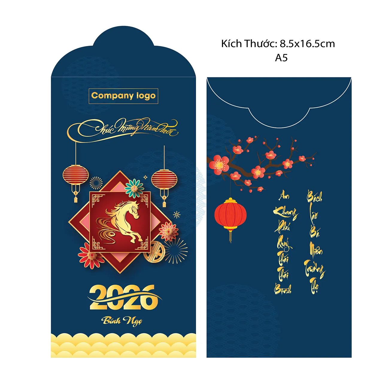 Bao lì xì in hình chúc Tết và lời chúc may mắn