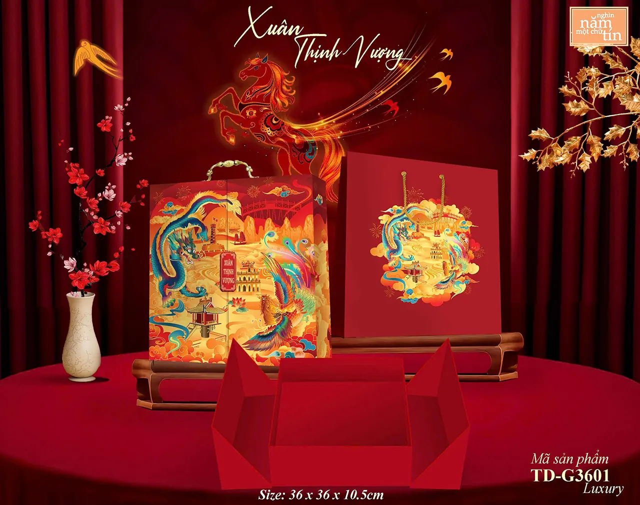 Mẫu vỏ hộp quà Tết 2026 đẹp sang trọng