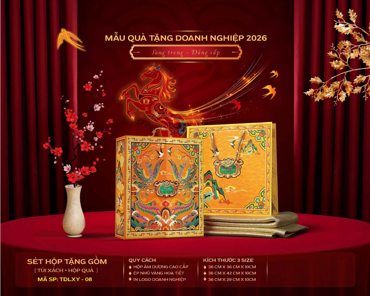 Bao bì hộp quà Tết 2026 cao cấp, chắc chắn