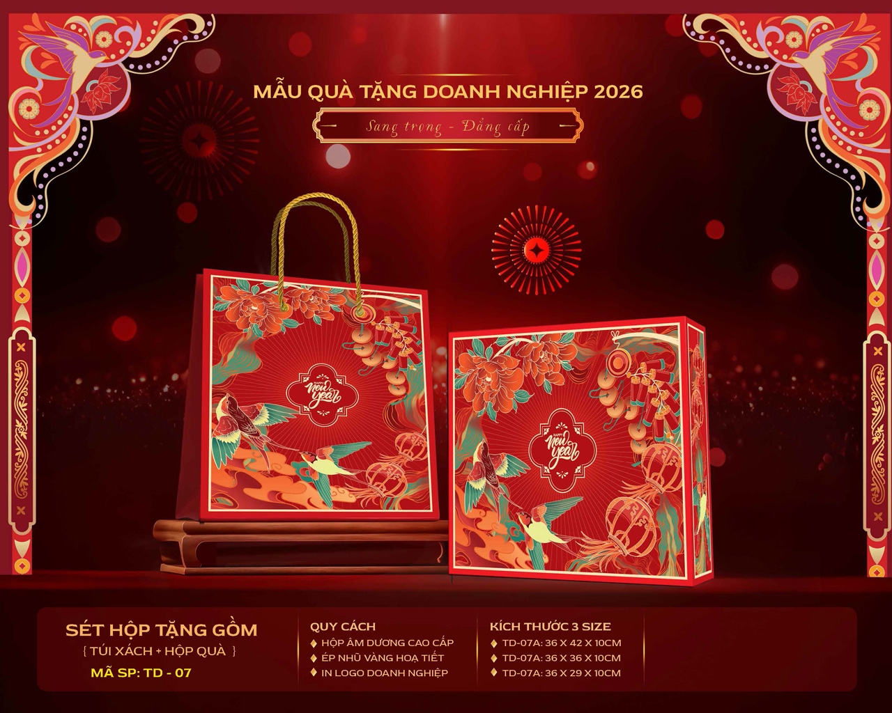 Mẫu hộp quà Tết đẹp tặng khách hàng và đối tác