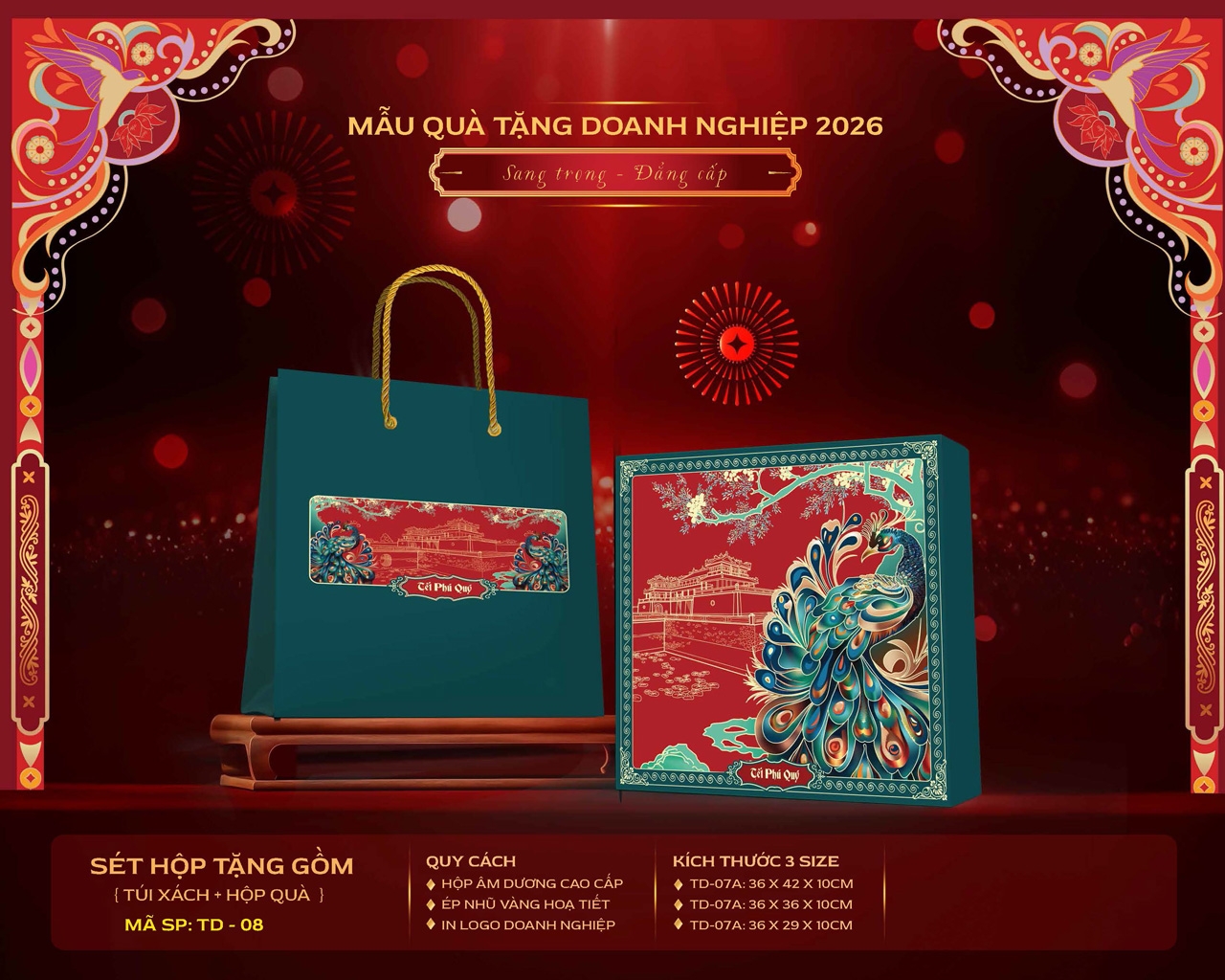 Hộp quà Tết sang trọng in thương hiệu doanh nghiệp