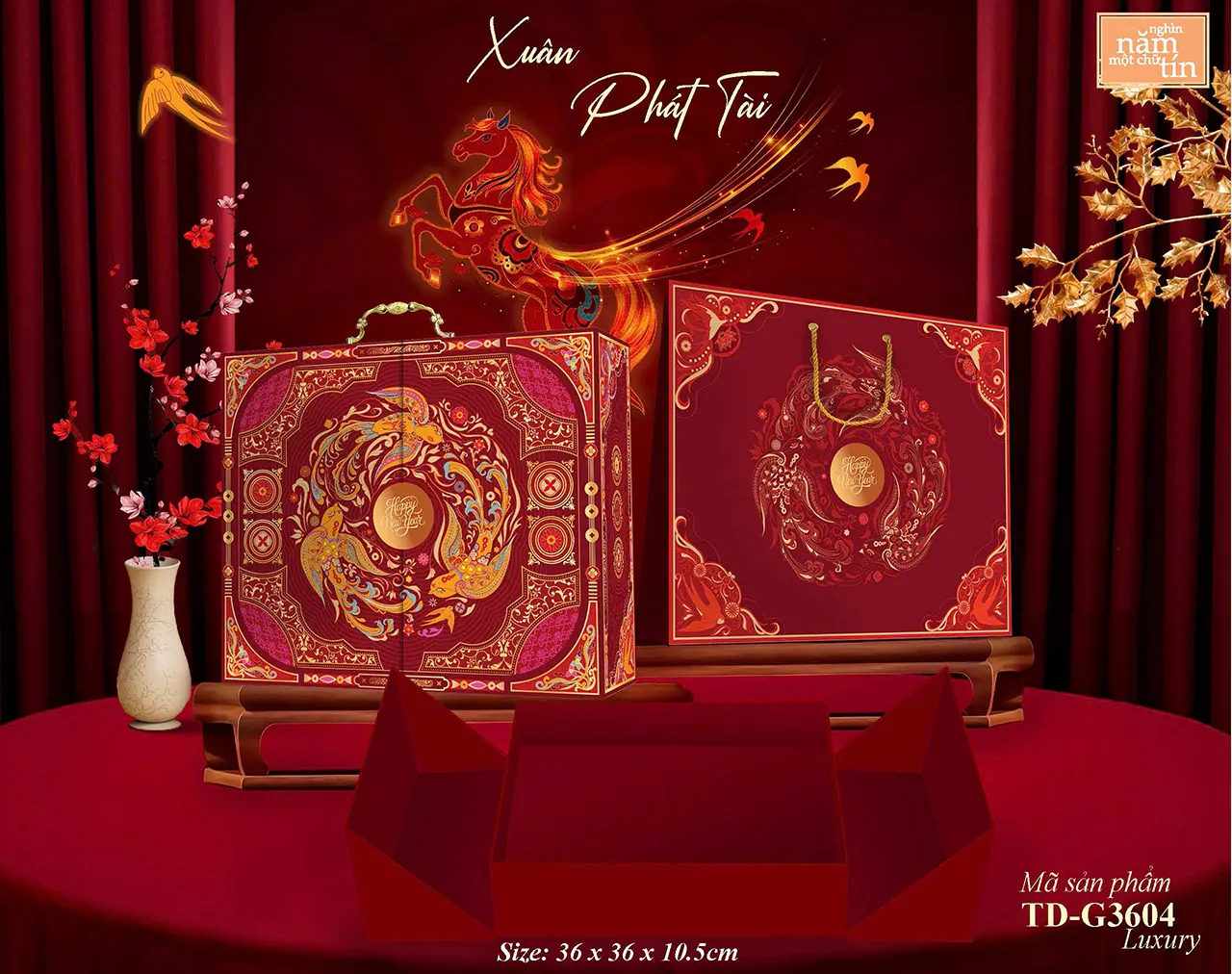 Hộp quà Tết 2 ngăn sang trọng, đẳng cấp