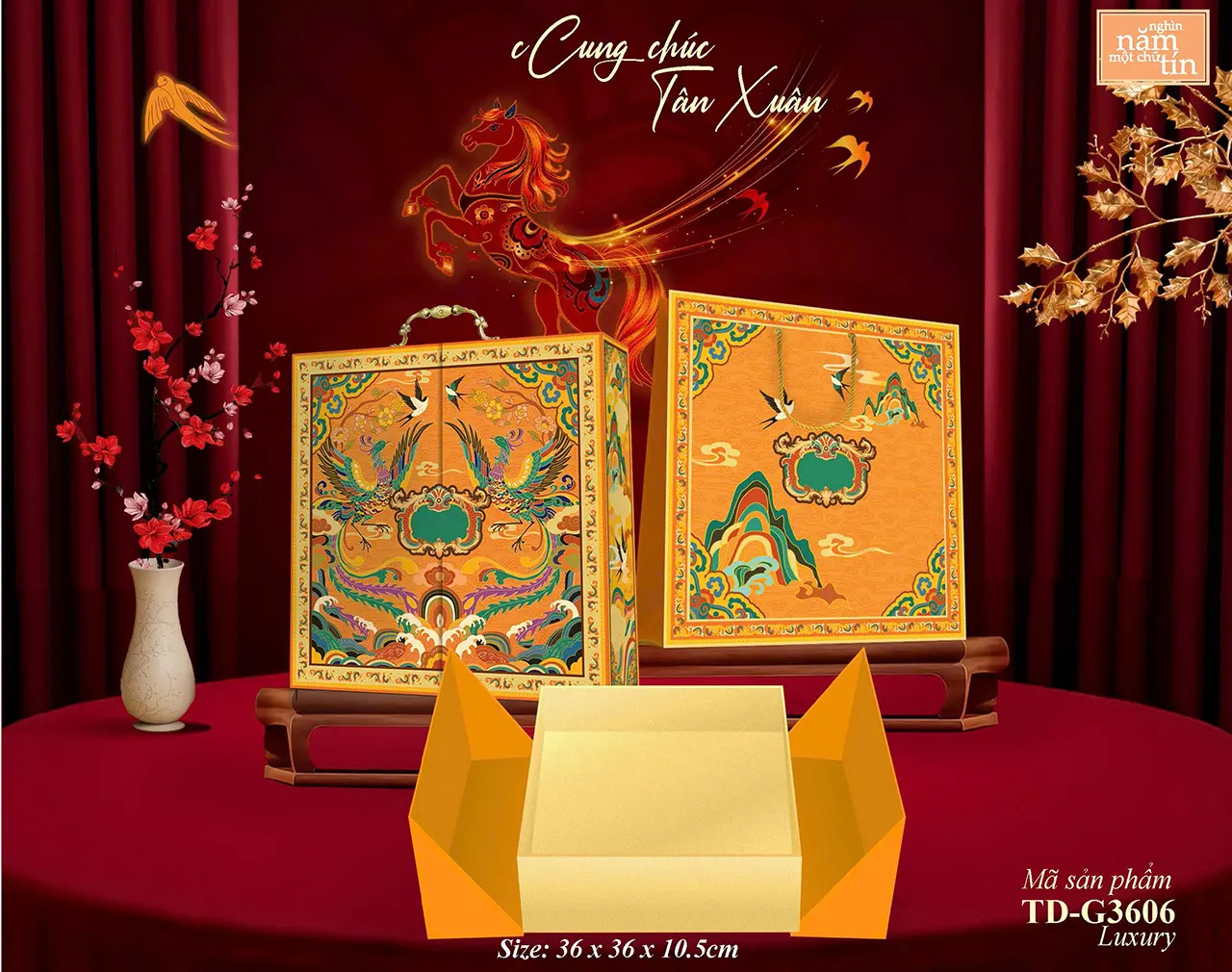 Hộp quà Tết 2026 có quai xách tiện lợi