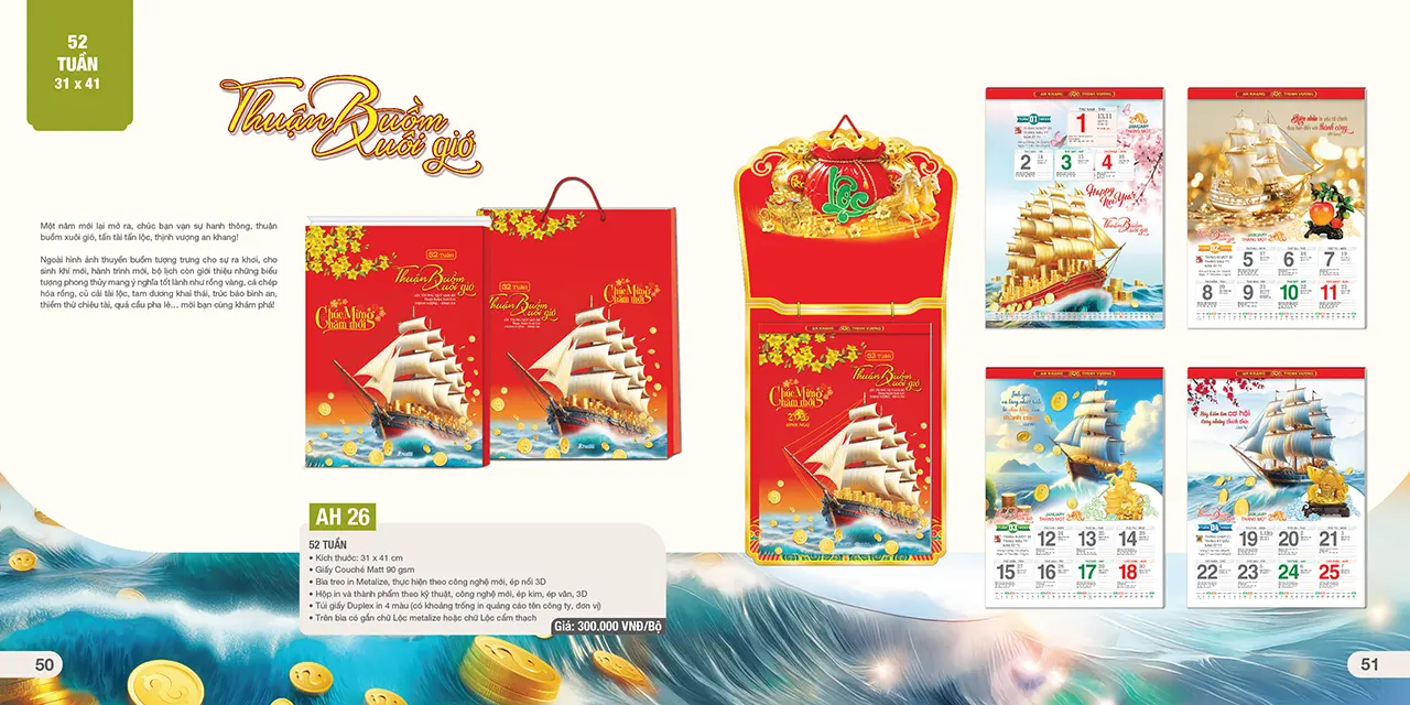 lịch 52 tuần đẹp 2026