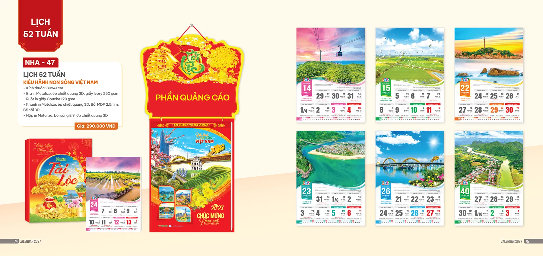 Mẫu lịch 52 tuần 2027 đẹp và chuyên nghiệp