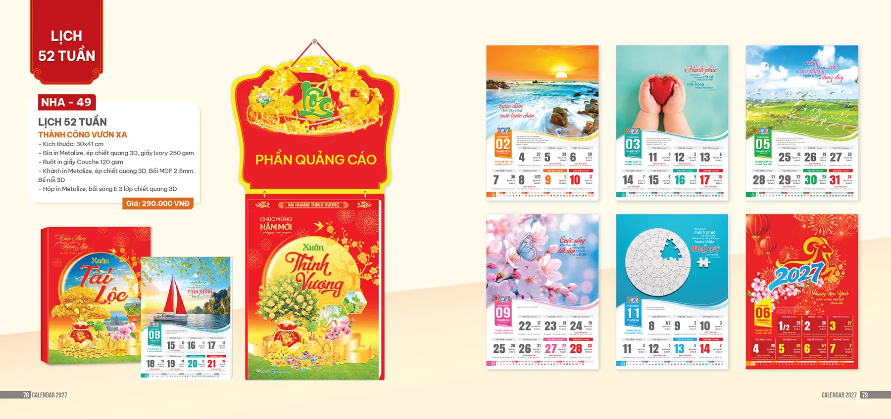 Lịch 52 tuần 2027 làm quà tặng doanh nghiệp