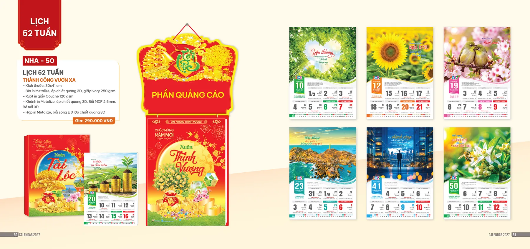 Mẫu lịch 52 tuần 2027 đẹp