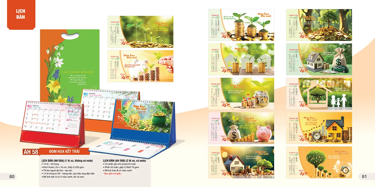 Lịch bàn phôi sẵn 2026 mã AH tiện lợi cho văn phòng