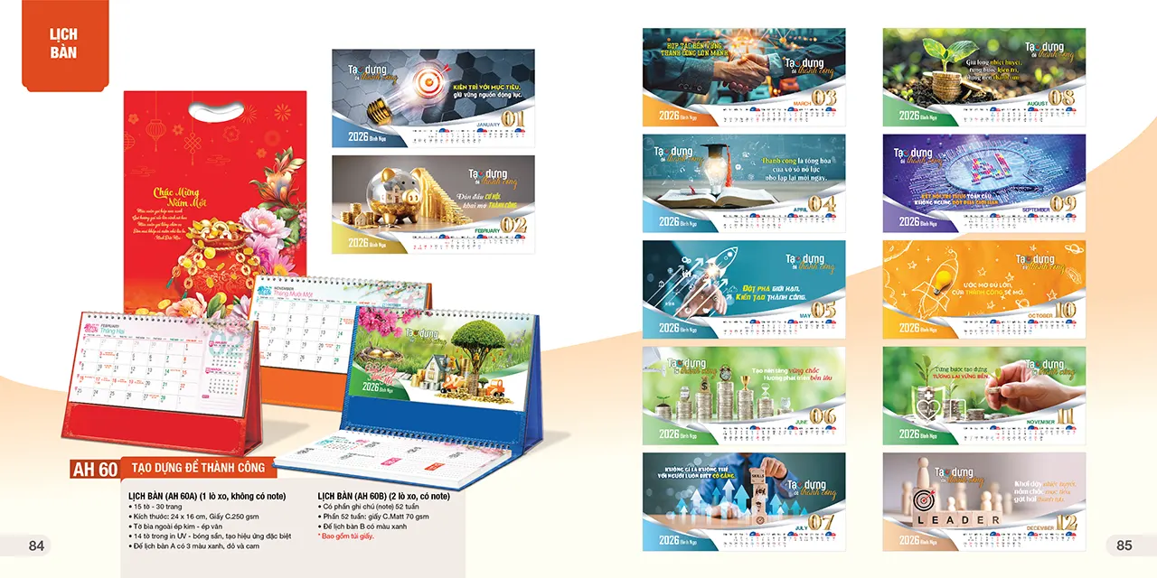 In logo doanh nghiệp trên lịch bàn phôi sẵn 2026