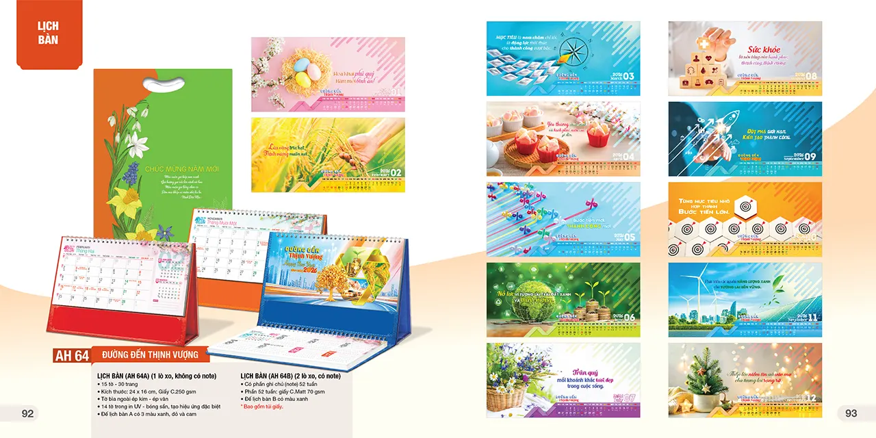 Lịch bàn phôi sẵn 2026 mã AH in ấn chuyên nghiệp