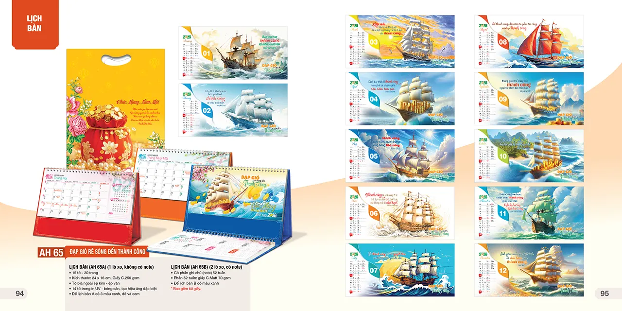 Mẫu lịch bàn phôi sẵn 2026 cho doanh nghiệp