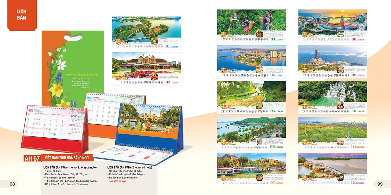 Lịch bàn phôi sẵn 2026 mã AH phù hợp làm quà tặng Tết 2026