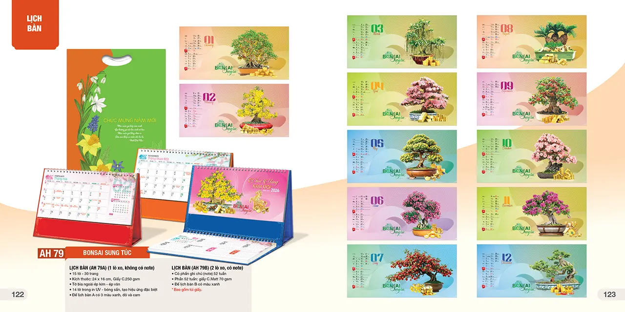 Lịch bàn phôi sẵn 2026 mã AH dành cho quà tặng doanh nghiệp