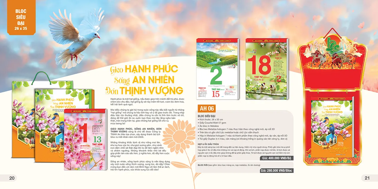 Hình ảnh lịch bloc 2026 phong cảnh đẹp, chủ đề thiên nhiên