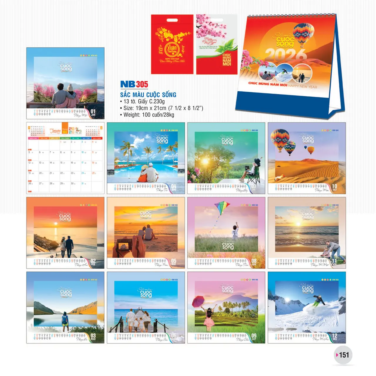 Lịch bàn phôi sẵn mã NB in logo thương hiệu