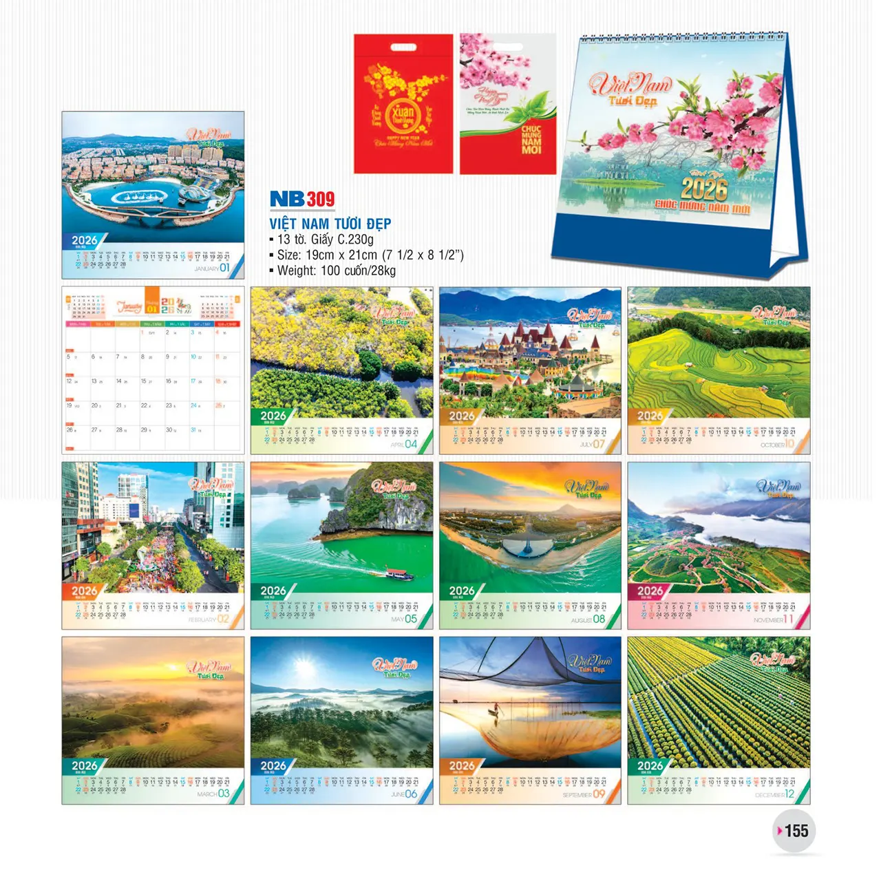 In lịch bàn phôi sẵn NB quà tặng doanh nghiệp
