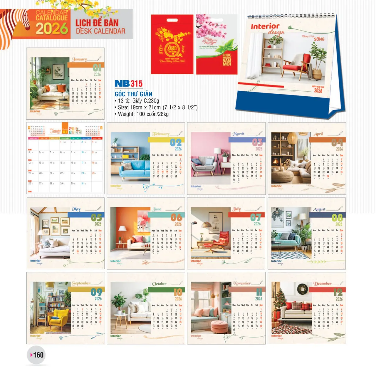 Thiết kế lịch bàn phôi sẵn NB cho doanh nghiệp