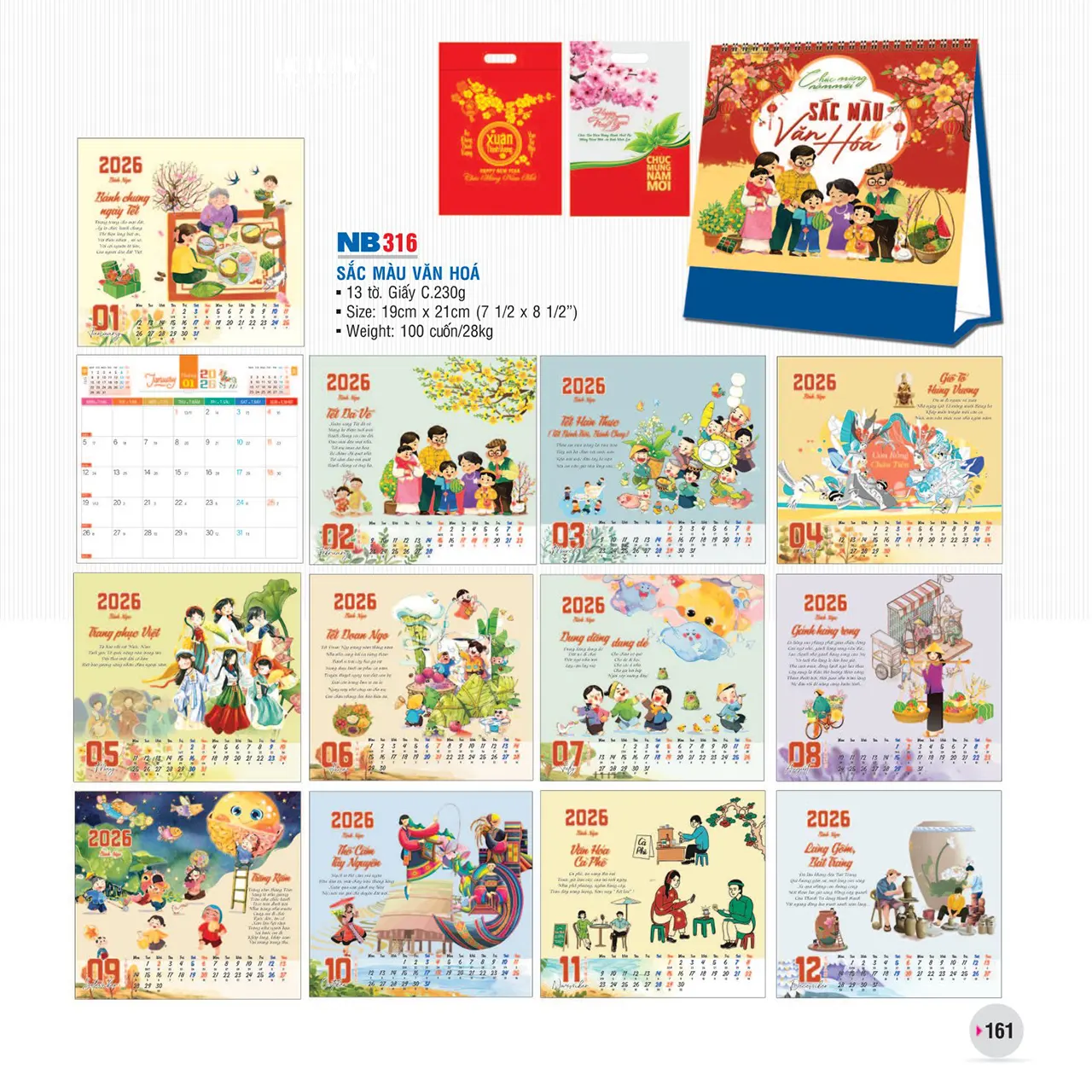 In logo thương hiệu trên lịch bàn NB 2026