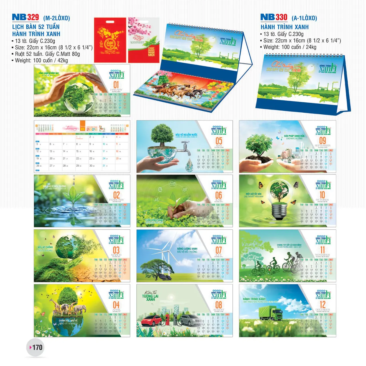 Mẫu lịch bàn phôi sẵn NB in theo yêu cầu