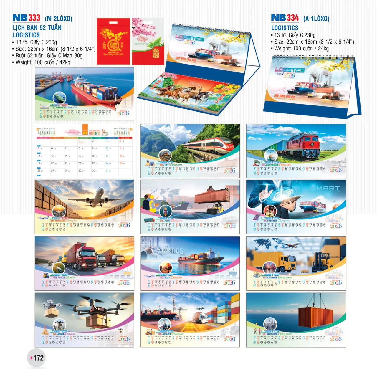 In lịch bàn phôi sẵn mã NB quà tặng tết