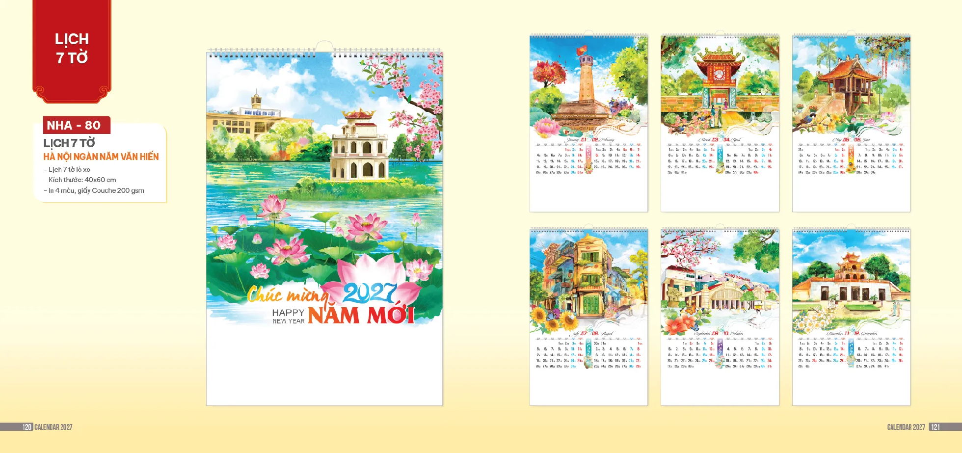 In lịch 7 tờ lò xo 2027 mã NHA