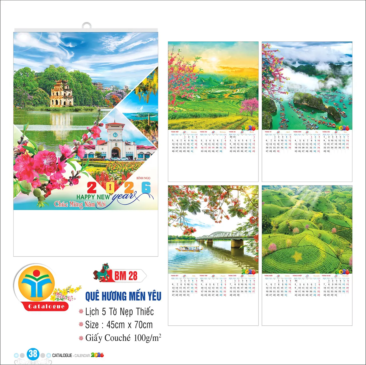 mẫu lịch nẹp thiếc 5 tờ