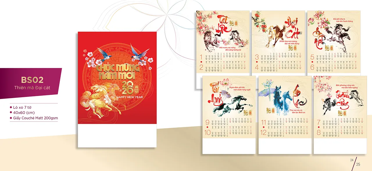 in lịch lò xo 7 tờ 2026