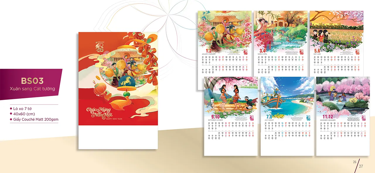 mẫu lịch treo tường 7 tờ