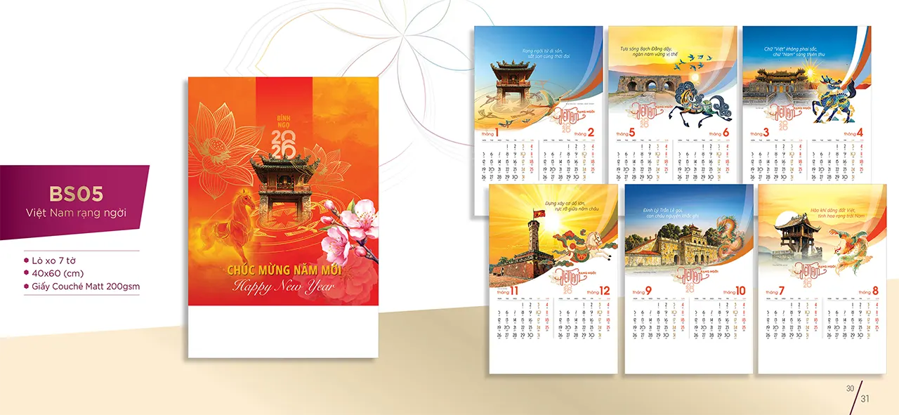 in lịch tết treo tường