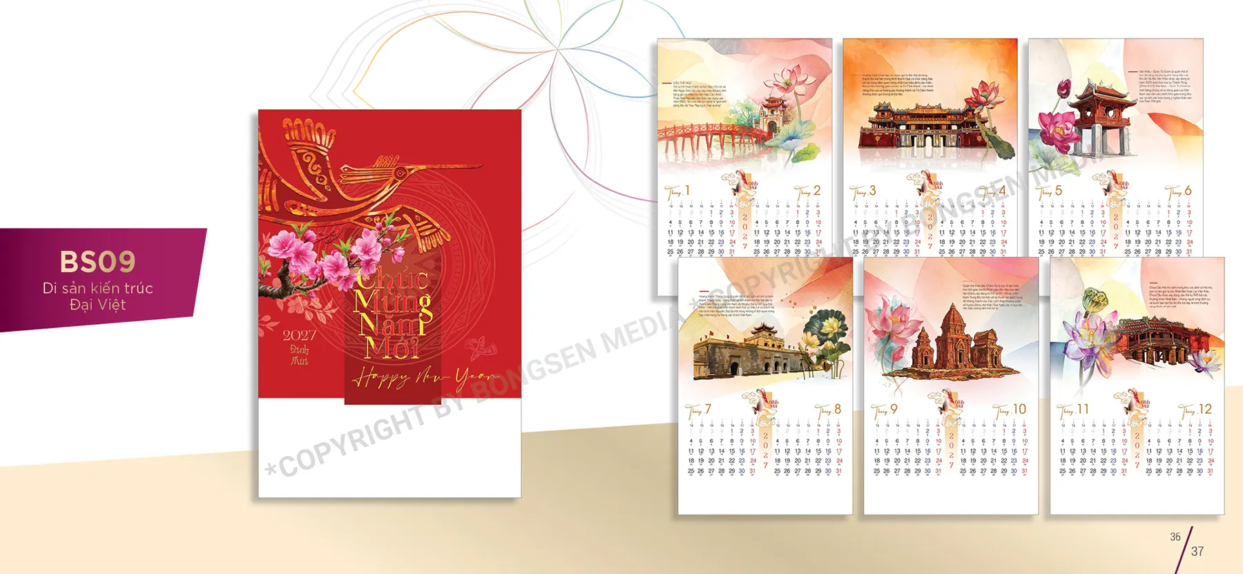 in lịch lò xo 7 tờ 2027