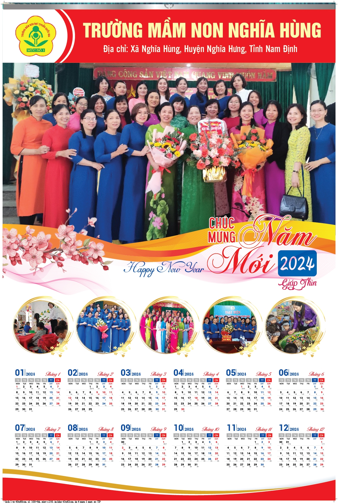 lịch treo tường 1 tờ