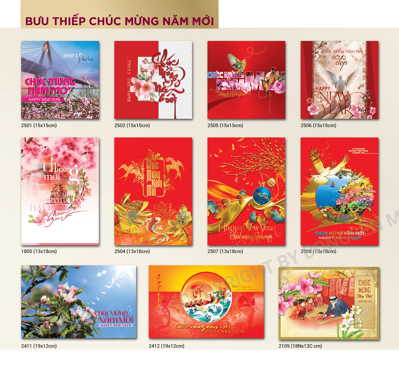 In thiệp chúc mừng năm mới theo yêu cầu